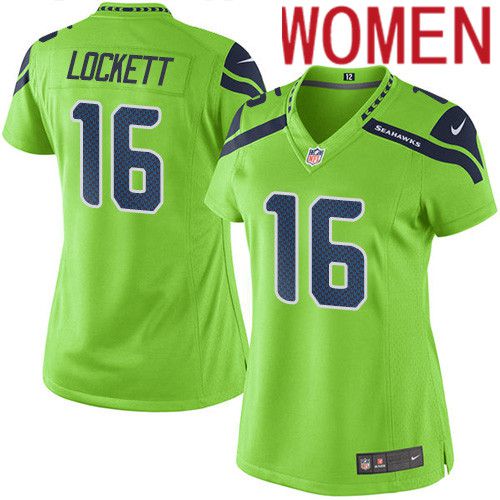 Women Seattle Seahawks 16 Tyler Lockett Nike Neon Green Game NFL Jersey